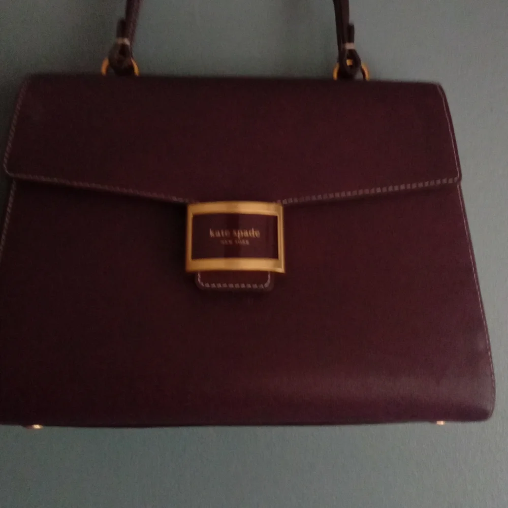 Kate Spade New York Burgundy Leather‎ Top Handle Satchel Bag Gold Hardware